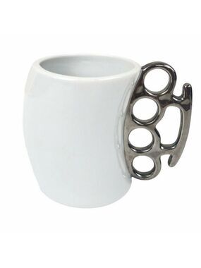 RARE Brass Knuckles Coffee Mug Cup Fred & Friends